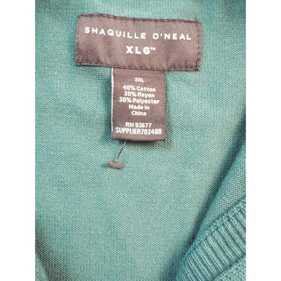 SHAQUILLE ONEAL Sweater Mens 2XL Green Preppy Casual Classic 1/4 Zip NEW - Picture 7 of 7